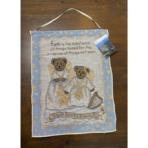 NWT The Boyd's Bear Collection Manual Woodworkers 2 Bear Angels Faith Tapestry - Picture 1 of 13
